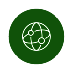 Ein Icon auf grünem Grund, das ein Netzwerk symbolisiert. 