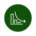 Ein grünes Icon mit weißem Inhalt. Zu sehen ist ein Diagramm mit sinkender Tendenz. Dies wird durch einen absinkenden Pfeil unterstützt.