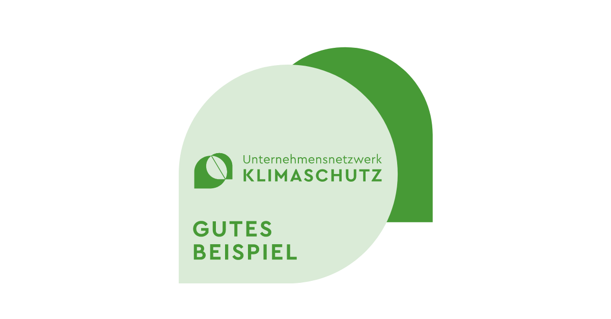 Gute Beispiel Plakette des Unternehmensnetzwerk Klimaschutz zum herunterladen.