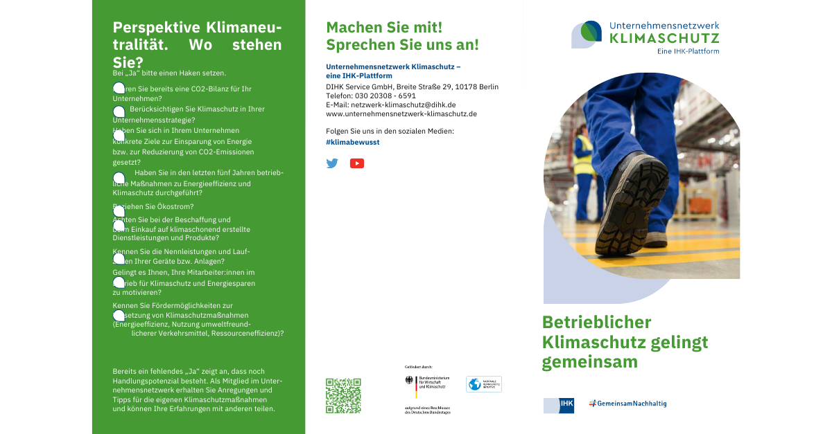 Flyer des Unternehmensnetzwerk Klimaschutz zum Herunterladen
